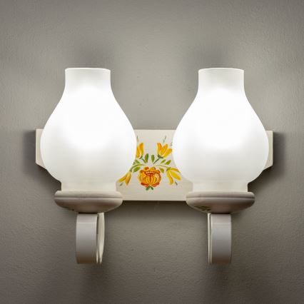 Brilagi - Aplique de pared QUEEN 2xE14/40W/230V haya/crema