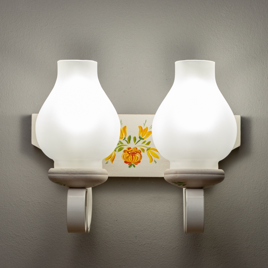 Brilagi - Aplique de pared QUEEN 2xE14/40W/230V haya/crema