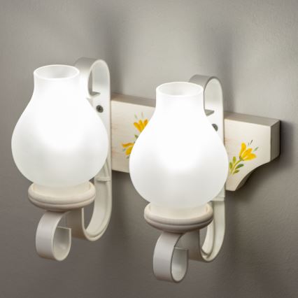 Brilagi - Aplique de pared QUEEN 2xE14/40W/230V haya/crema
