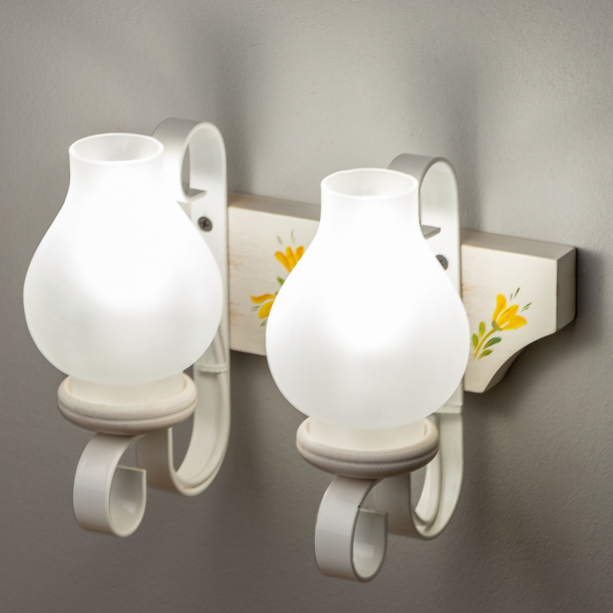 Brilagi - Aplique de pared QUEEN 2xE14/40W/230V haya/crema