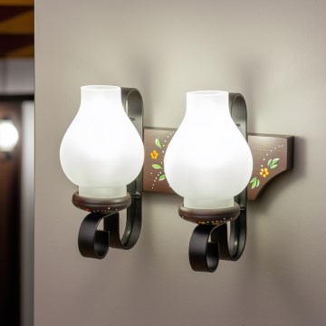 Brilagi - Aplique de pared QUEEN 2xE14/40W/230V haya/wengué