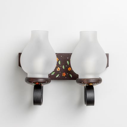 Brilagi - Aplique de pared QUEEN 2xE14/40W/230V haya/wengué