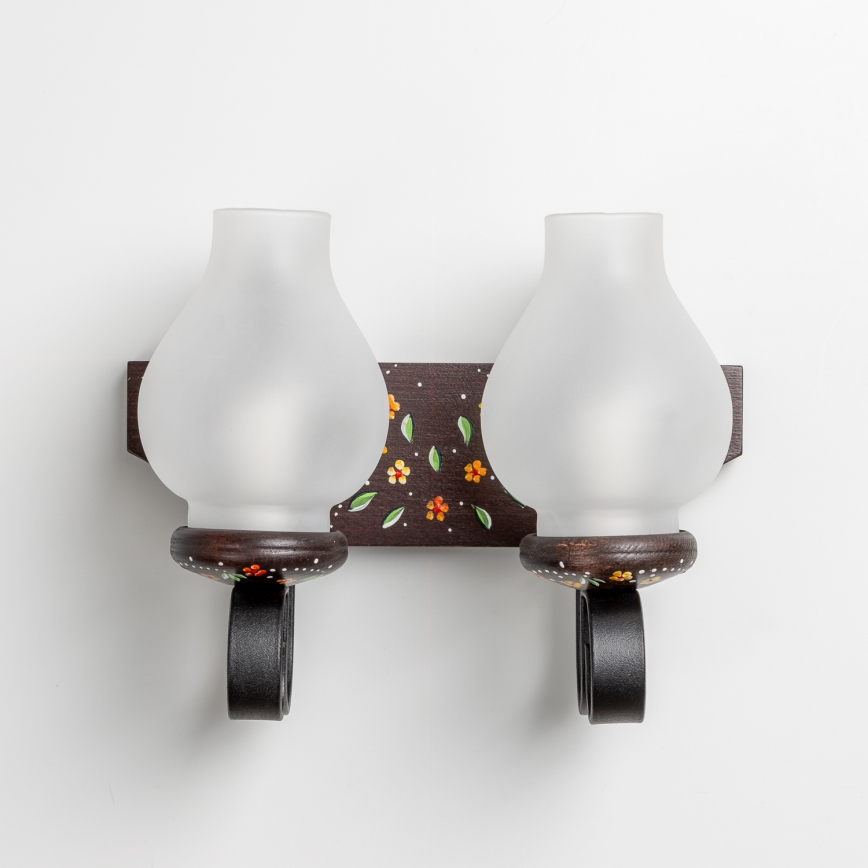 Brilagi - Aplique de pared QUEEN 2xE14/40W/230V haya/wengué