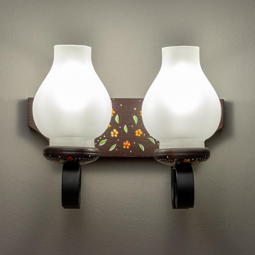 Brilagi - Aplique de pared QUEEN 2xE14/40W/230V haya/wengué