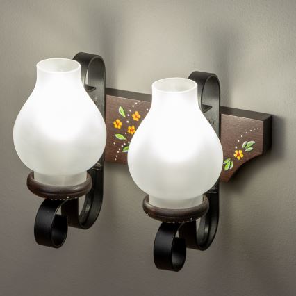 Brilagi - Aplique de pared QUEEN 2xE14/40W/230V haya/wengué