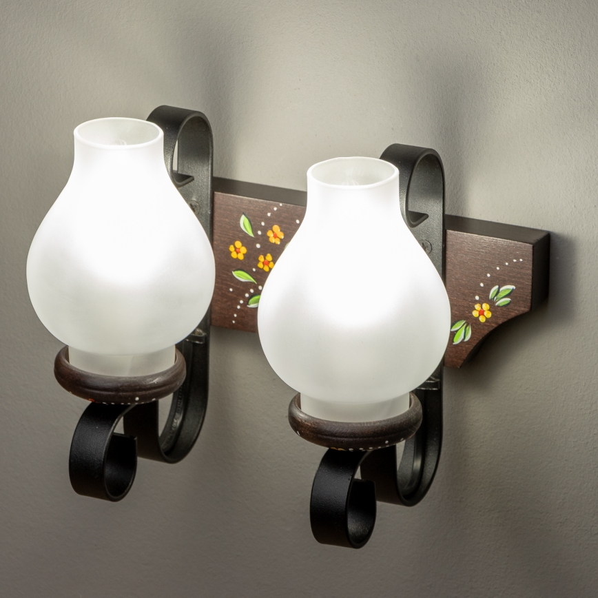 Brilagi - Aplique de pared QUEEN 2xE14/40W/230V haya/wengué