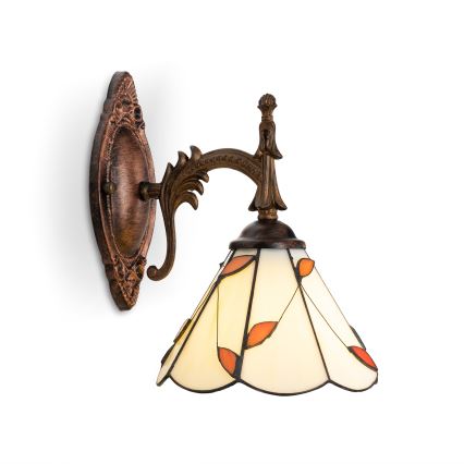 Brilagi - Aplique de pared Tiffany con vitral FOLIA 1xE14/40W/230V