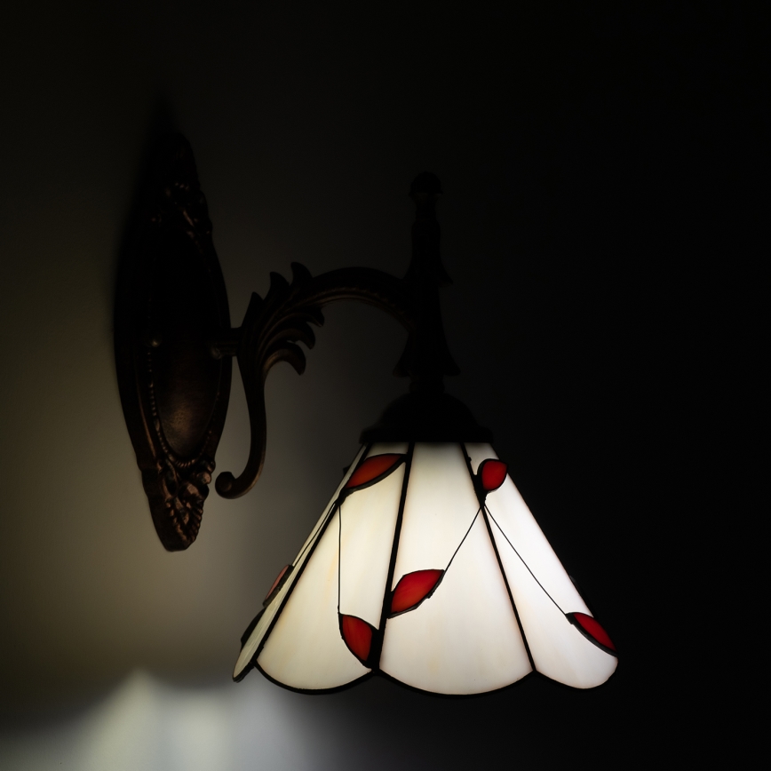 Brilagi - Aplique de pared Tiffany con vitral FOLIA 1xE14/40W/230V