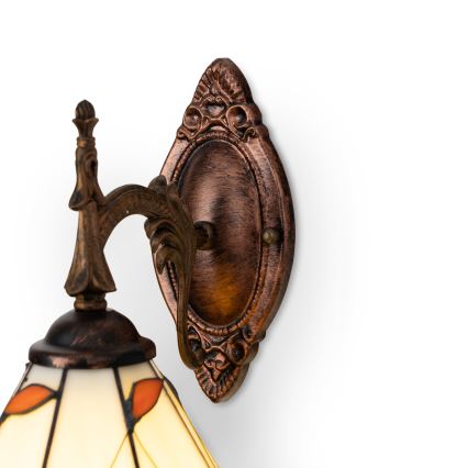Brilagi - Aplique de pared Tiffany con vitral FOLIA 1xE14/40W/230V