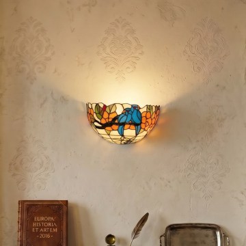 Brilagi - Aplique de pared Tiffany con vitral JUNGLE 1xE14/40W/230V