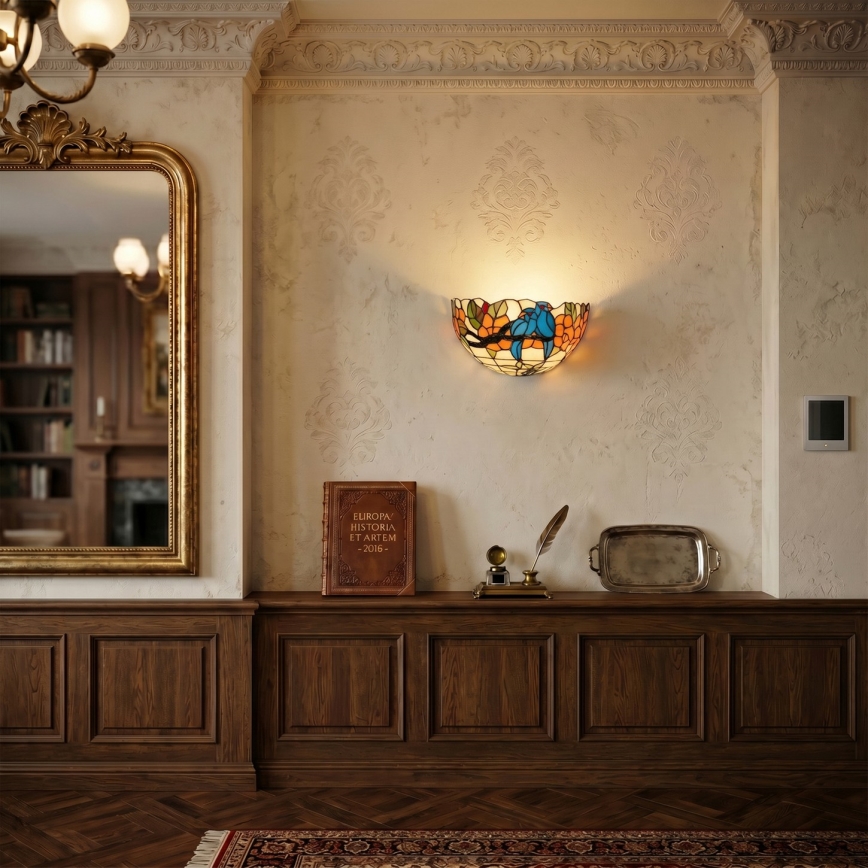 Brilagi - Aplique de pared Tiffany con vitral JUNGLE 1xE14/40W/230V