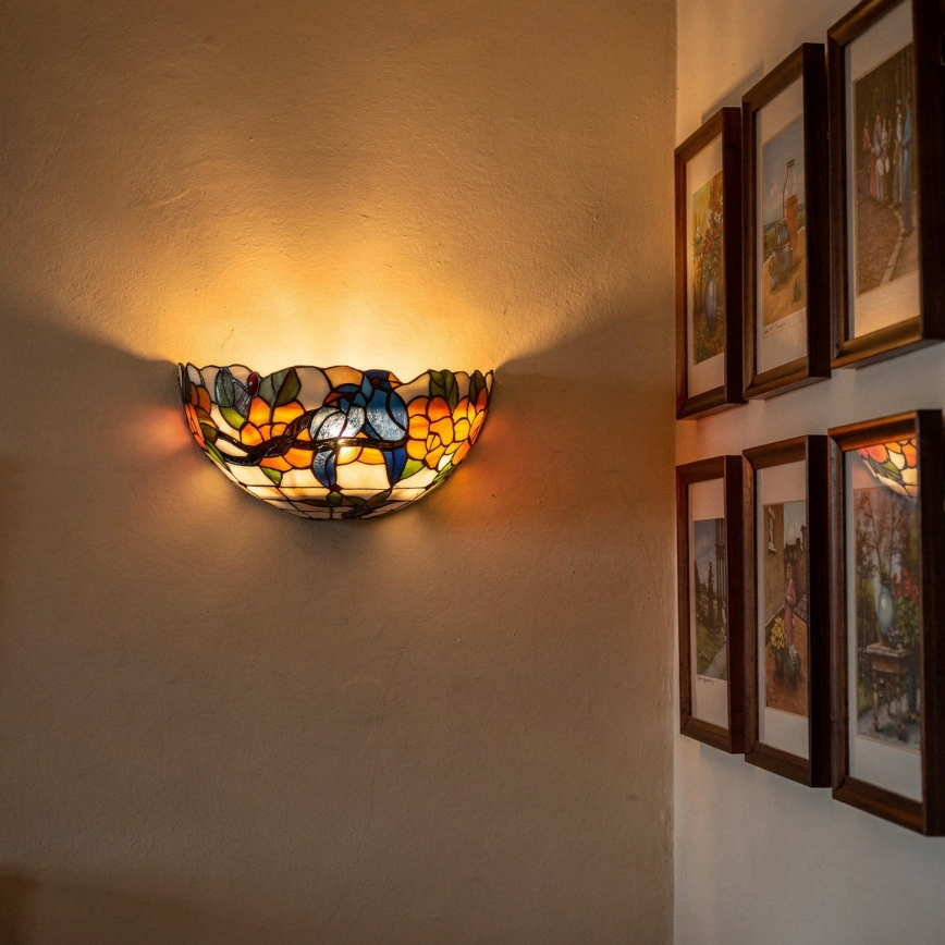 Brilagi - Aplique de pared Tiffany con vitral JUNGLE 1xE14/40W/230V