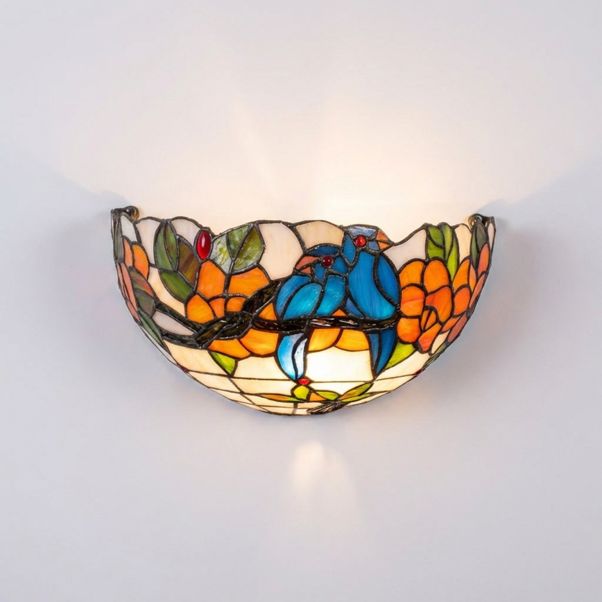 Brilagi - Aplique de pared Tiffany con vitral JUNGLE 1xE14/40W/230V