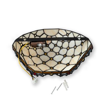 Brilagi - Aplique de pared Tiffany de vidriera MARFIL 1xE14/40W/230V