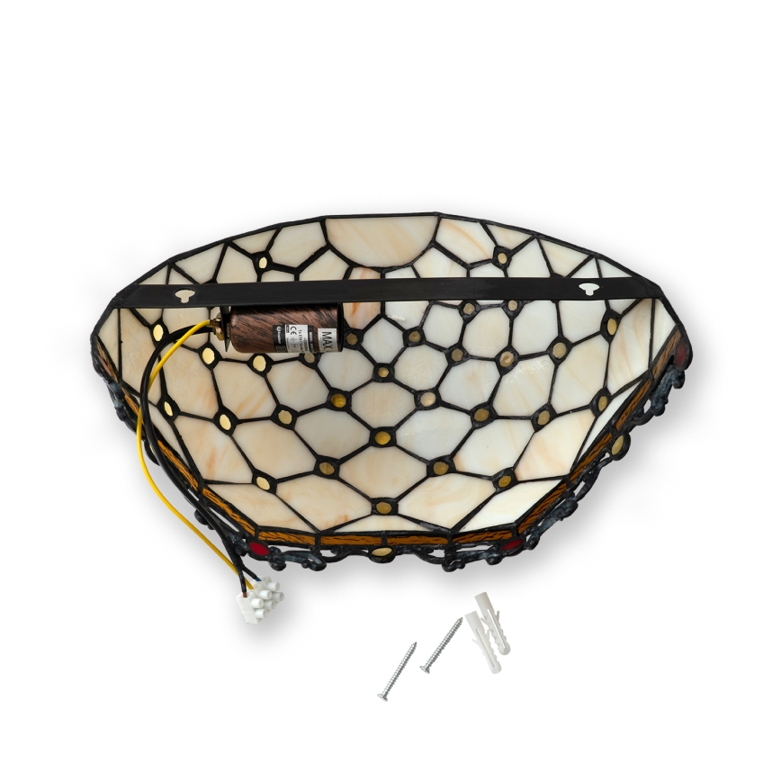 Brilagi - Aplique de pared Tiffany de vidriera MARFIL 1xE14/40W/230V