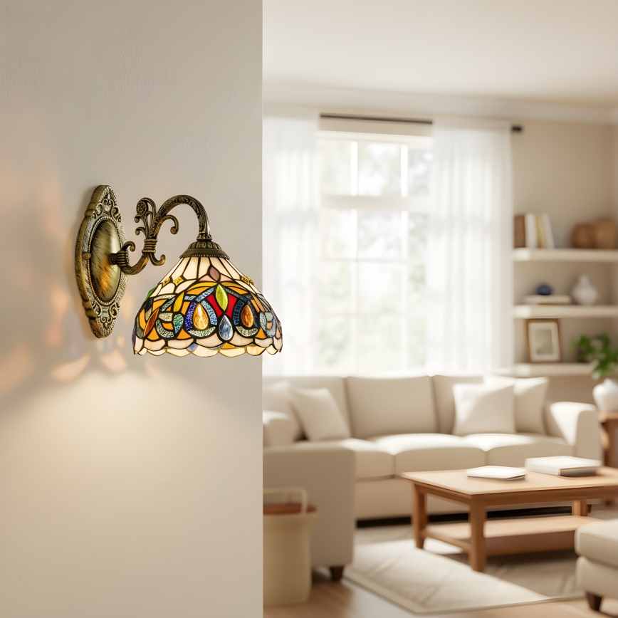 Brilagi - Aplique de pared Tiffany en vitral LUISA 1xE27/40W/230V