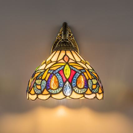 Brilagi - Aplique de pared Tiffany en vitral LUISA 1xE27/40W/230V