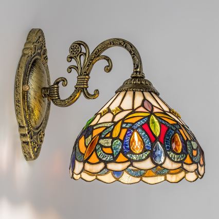 Brilagi - Aplique de pared Tiffany en vitral LUISA 1xE27/40W/230V