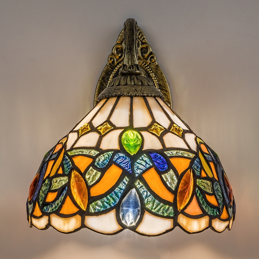 Brilagi - Aplique de pared Tiffany en vitral LUISA 1xE27/40W/230V
