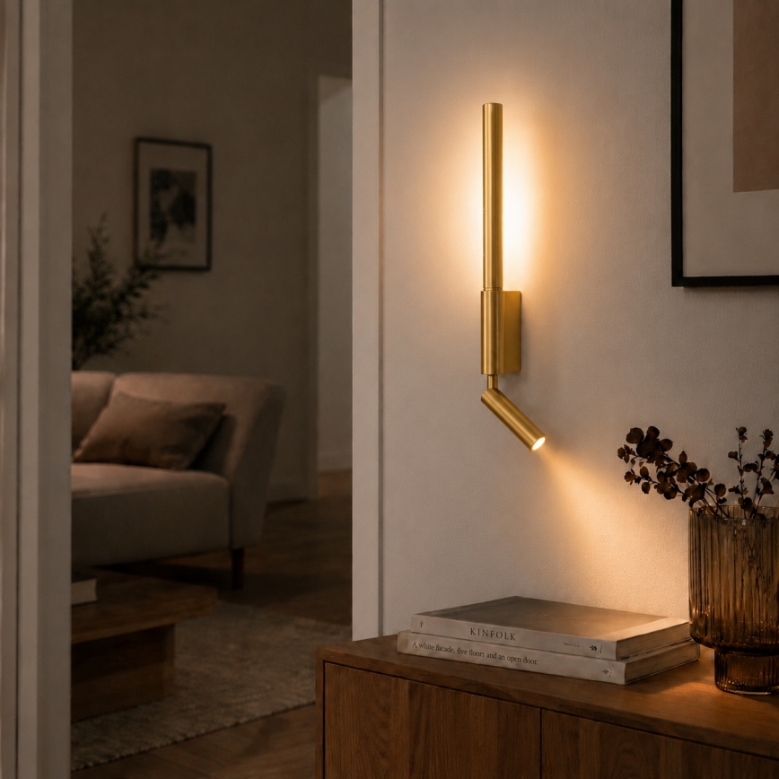 BRILAGI - Aplique de pared tipo foco LED VIXON LED/3W/230V + LED/5W dorado CRI 90