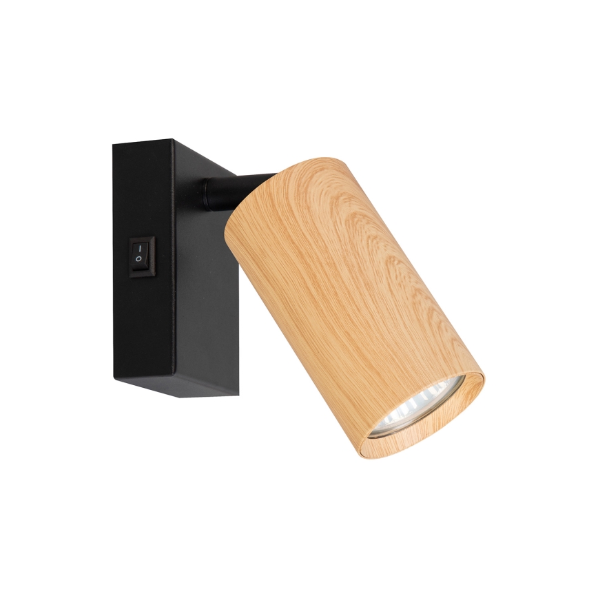 BRILAGI - Aplique de pared con foco orientable y interruptor SELE 1xGU10/30W/230V negro/acabado roble