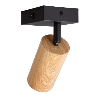 BRILAGI - Aplique de pared con foco orientable y interruptor SELE 1xGU10/30W/230V negro/acabado roble