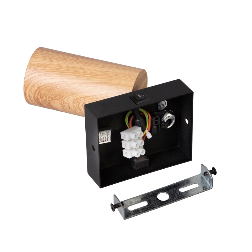 BRILAGI - Aplique de pared con foco orientable y interruptor SELE 1xGU10/30W/230V negro/acabado roble