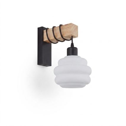 BRILAGI - Aplique de pared WOOD GLASS 1xE27/60W/230V pino/negro/blanco