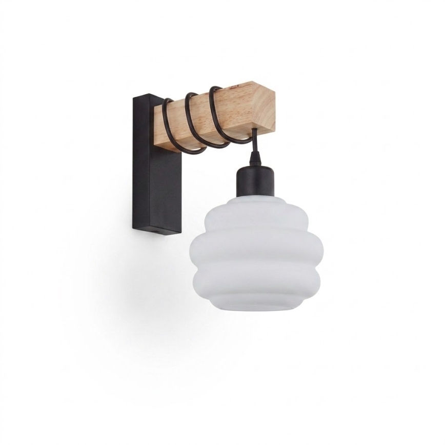 BRILAGI - Aplique de pared WOOD GLASS 1xE27/60W/230V pino/negro/blanco