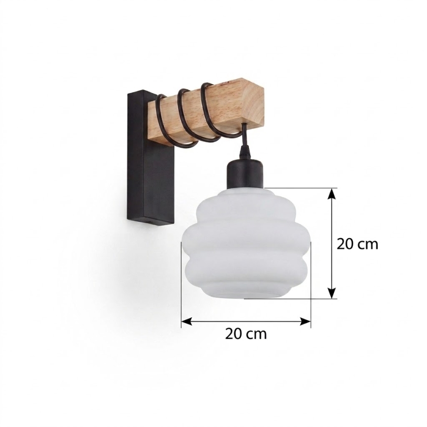 BRILAGI - Aplique de pared WOOD GLASS 1xE27/60W/230V pino/negro/blanco