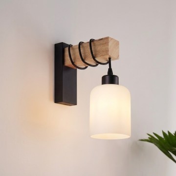 BRILAGI - Aplique de pared WOOD GLASS 1xE27/60W/230V pino/negro/blanco
