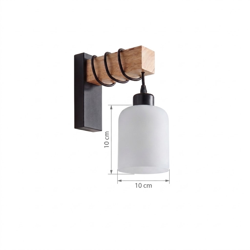 BRILAGI - Aplique de pared WOOD GLASS 1xE27/60W/230V pino/negro/blanco