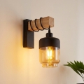 BRILAGI - Aplique de pared WOOD GLASS 1xE27/60W/230V pino/negro/marrón ahumado