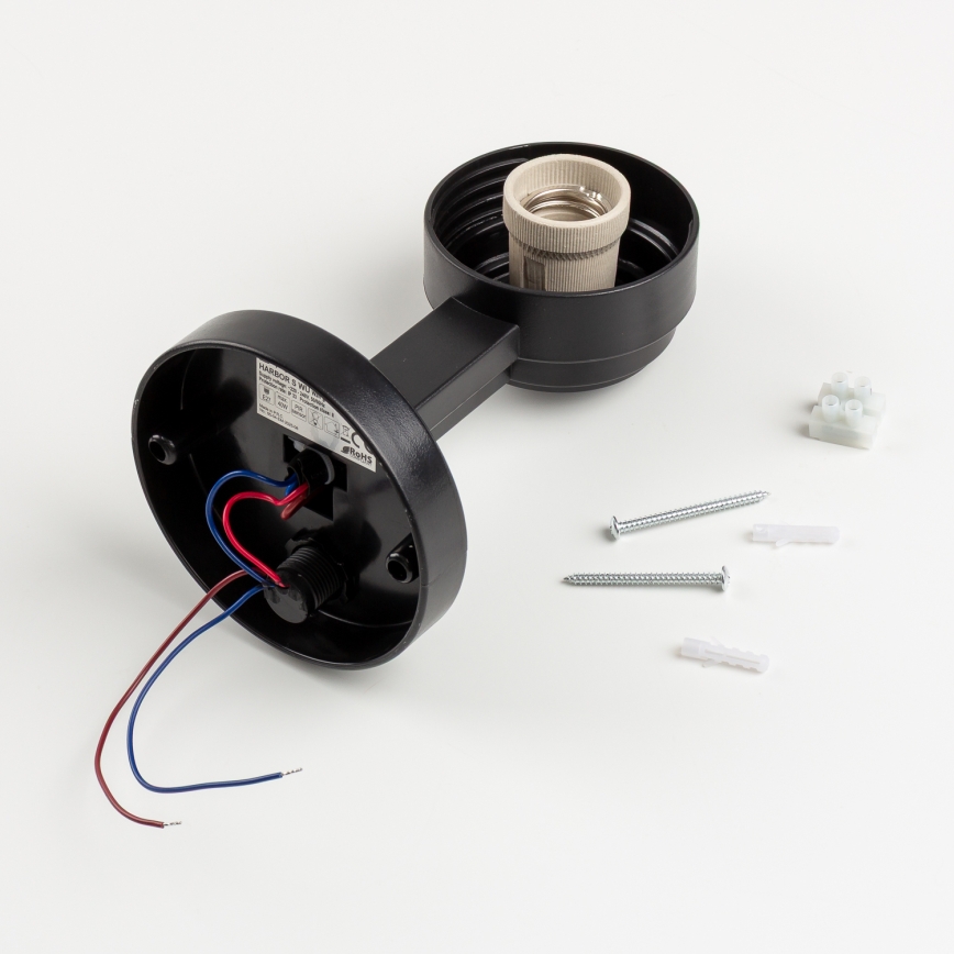 BRILAGI - Aplique de pared exterior con sensor de movimiento HARBOR 1xE27/40W/230V IP33 negro/blanco