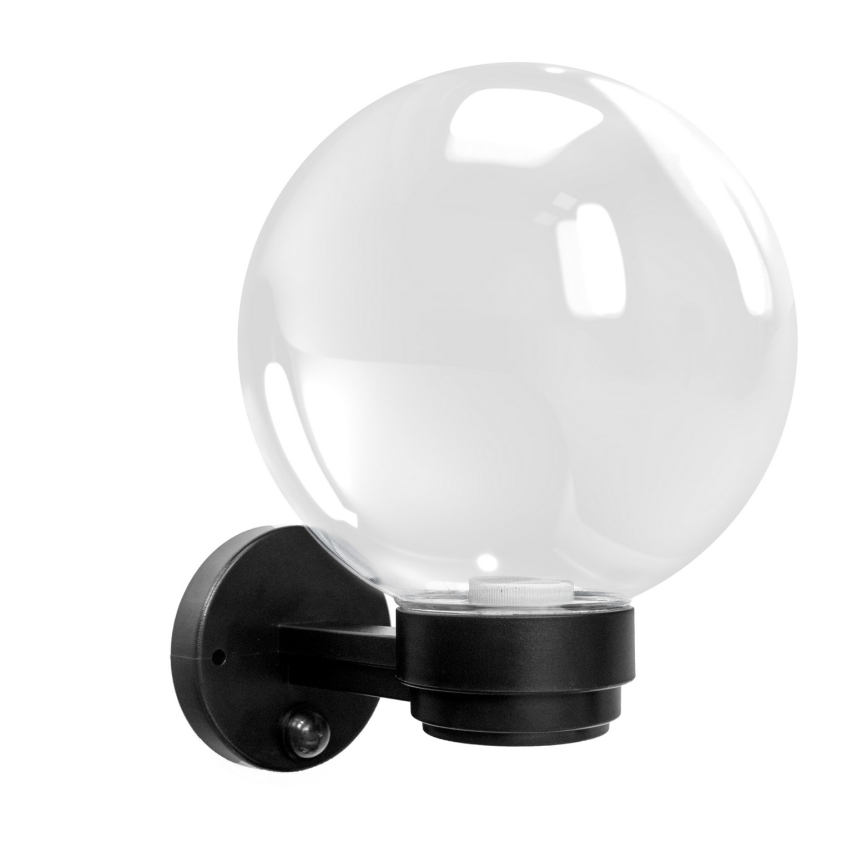 Brilagi - Aplique de pared exterior con sensor de movimiento HARBOR 1xE27/40W/230V IP33 negro/transparente