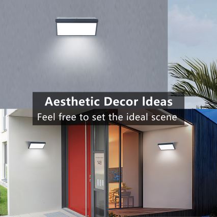 Brilagi - Aplique exterior LED con sensor TRIANGLE LED/20W/230V antracita IP65