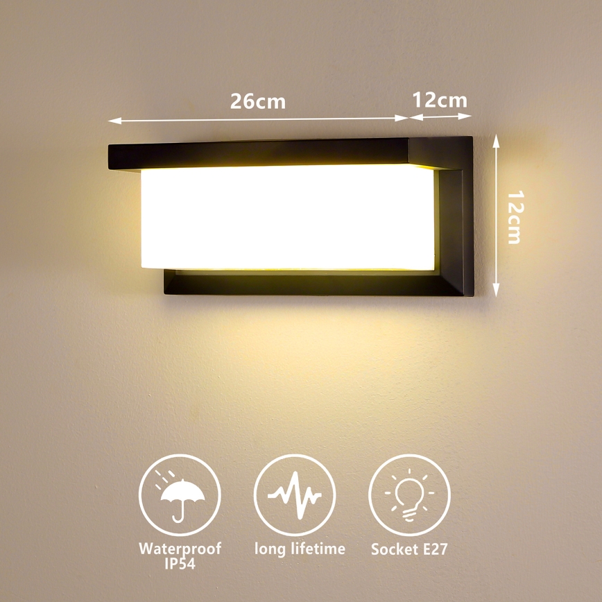 Brilagi - Aplique de pared exterior LED RGBW regulable BRICKY 1xE27/9W/230V 2700-6500K IP54 negro