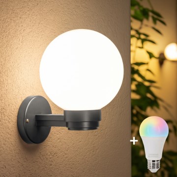 BRILAGI - Aplique exterior LED RGBW regulable HARBOR 1xE27/12W/230V 2700-6500K IP33 antracita/blanco