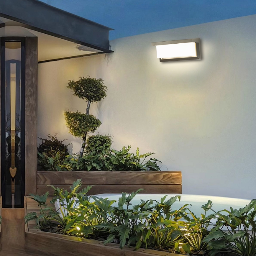 Brilagi - Aplique LED de exterior con sensor BRICKY LED/12W/230V gris IP54