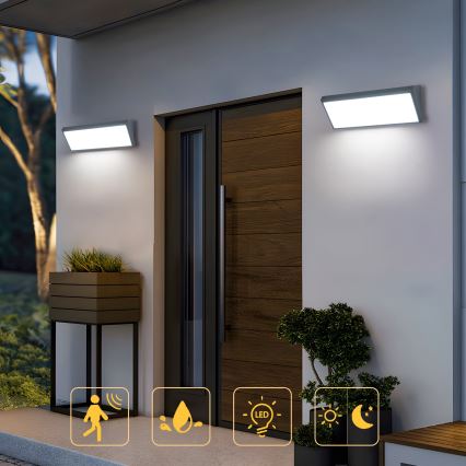 Brilagi - Aplique LED exterior con sensor TRIANGLE LED/42W/230V 45 cm antracita IP65