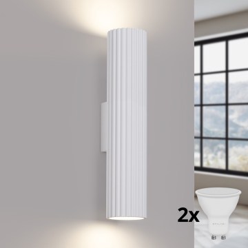 BRILAGI - Aplique LED de pared CRESTO 2xGU10/10W/230V 30 cm blanco