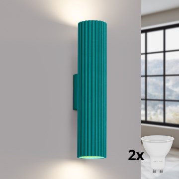 BRILAGI - Aplique LED de pared CRESTO 2xGU10/10W/230V 30 cm turquesa