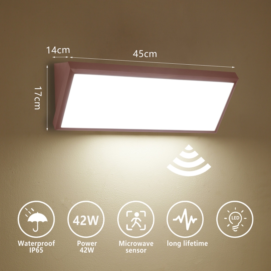 Brilagi - Aplique de pared exterior LED con sensor TRIANGLE LED/42W/230V 45 cm marrón IP65