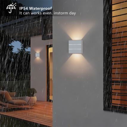 Brilagi - Aplique LED de pared exterior DOUBLERAY LINE LED/6W/230V blanco IP54