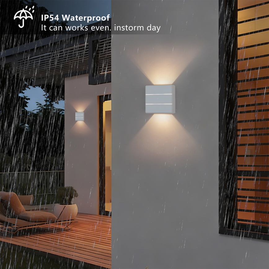 Brilagi - Aplique LED de pared exterior DOUBLERAY LINE LED/6W/230V blanco IP54