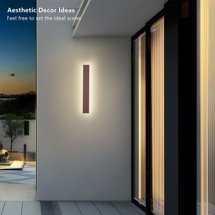 BRILAGI - Aplique de pared exterior LED LINEAR LED/12W/230V 3000K IP65 50 cm marrón CRI 90