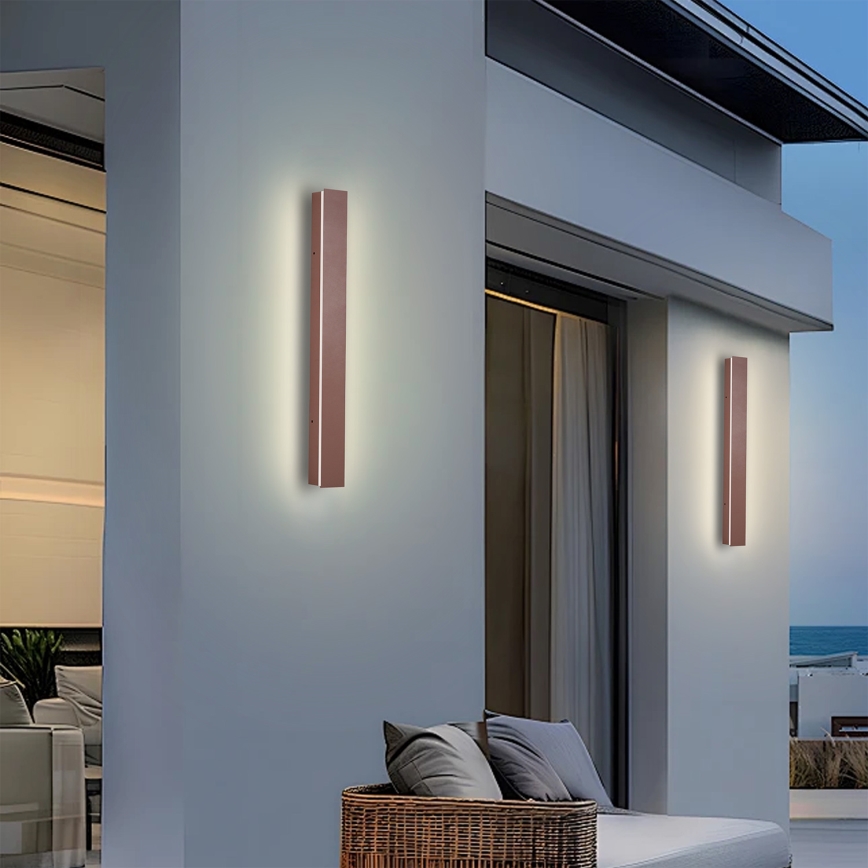 BRILAGI - Aplique de pared exterior LED LINEAR LED/12W/230V 3000K IP65 50 cm marrón CRI 90