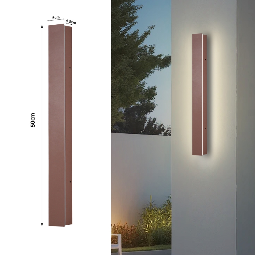 BRILAGI - Aplique de pared exterior LED LINEAR LED/12W/230V 3000K IP65 50 cm marrón CRI 90