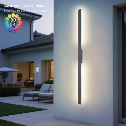 Brilagi - Aplique LED de pared para exterior LUNA LED/30W/230V 4000K IP65 150 cm antracita CRI 90