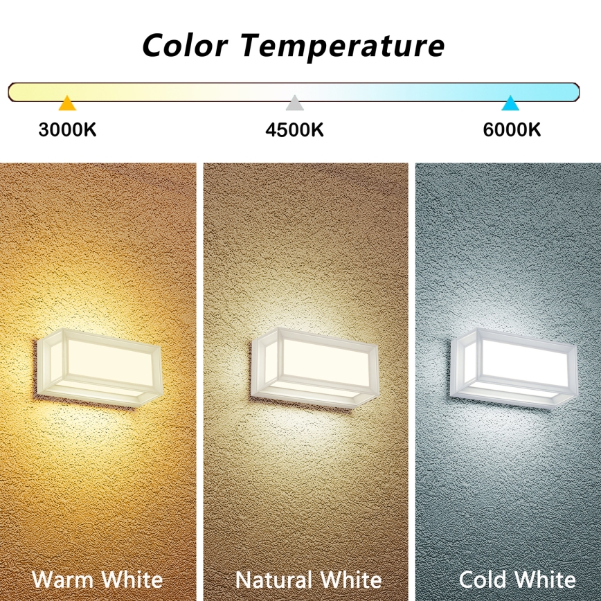Brilagi - Aplique LED exterior PARKER LED/12W/230V 3000/4500/6000K blanco IP44